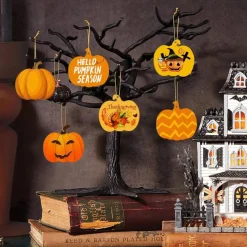36PCS Wooden Pumpkin Ornaments to Paint – 3.5 Inch Unfinished Halloween & Thanksgiving DIY Hanging Cutouts (4 Styles) with Hemp Rope for Autumn Home Decor & Crafts