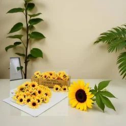 100Pcs Yellow Artificial Fake Sunflower (Yellow) 1