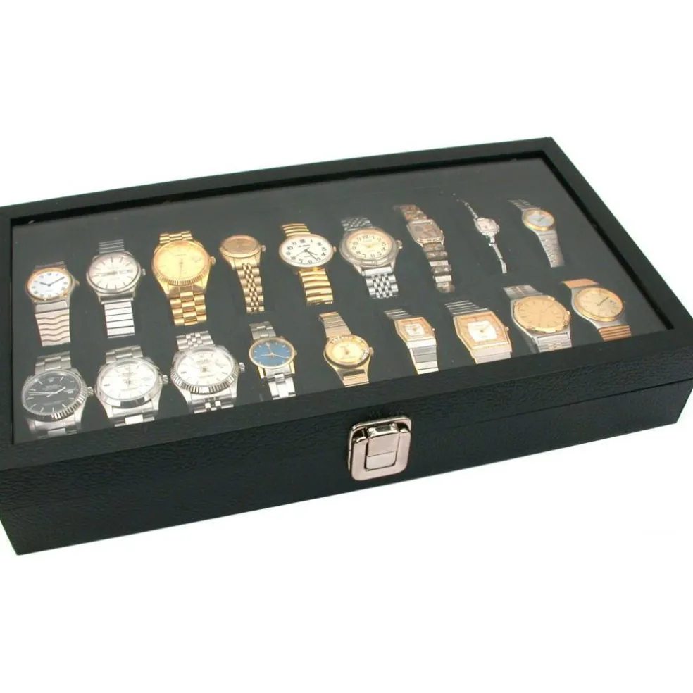 2Pc 18 Watch Glass Top Display Cases