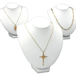 3Pc White Leather Jewelry Necklace Display Bust 8