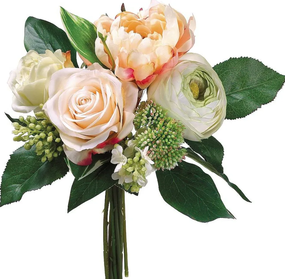 Peach & Green Peony, Rose & Lilac Bouquet