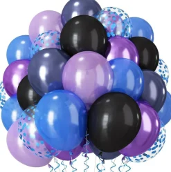 Pearl Purple Blue Confetti Latex Balloons(Black Blue Purple)