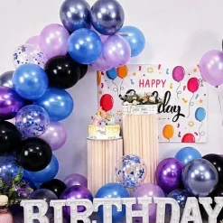 Pearl Purple Blue Confetti Latex Balloons(Black Blue Purple)