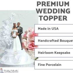 Pearl Side Arch Classic African American Cake Topper
