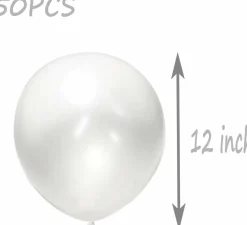 Pearl White Latex Balloons 50pcs 12in Matte Party & Wedding Decor