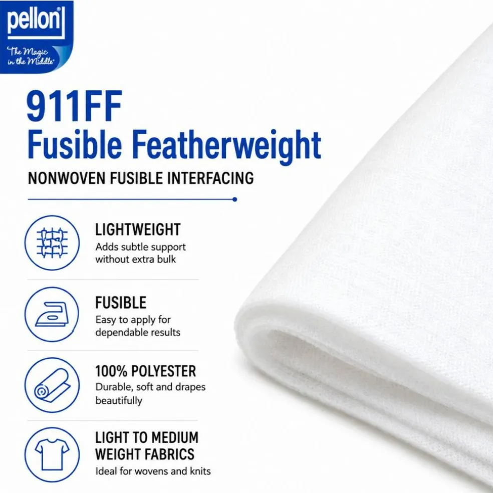 Pellon® 911FF Fusible Featherweight Interfacing – 20" x 10 yard Bolt (White)
