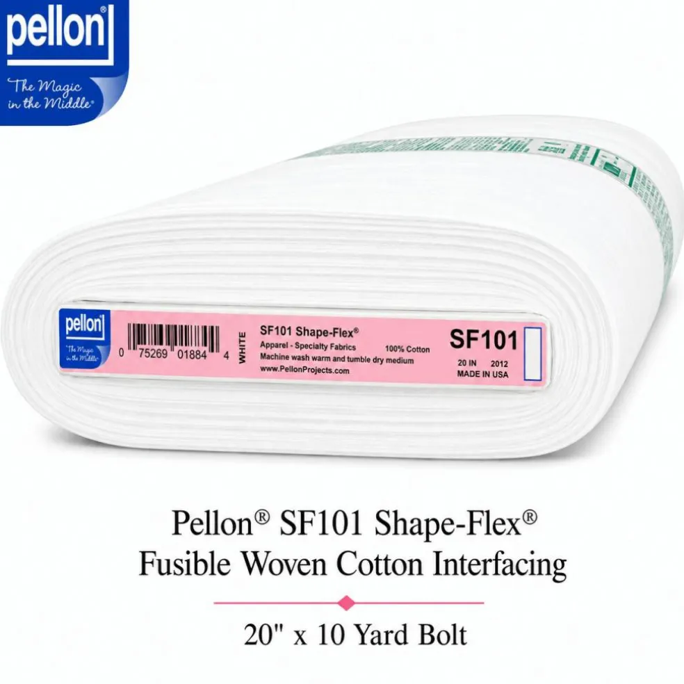 Pellon® SF101 Shape-Flex® Fusible Woven Cotton Interfacing – 20" x 10 Yard Bolt (White)