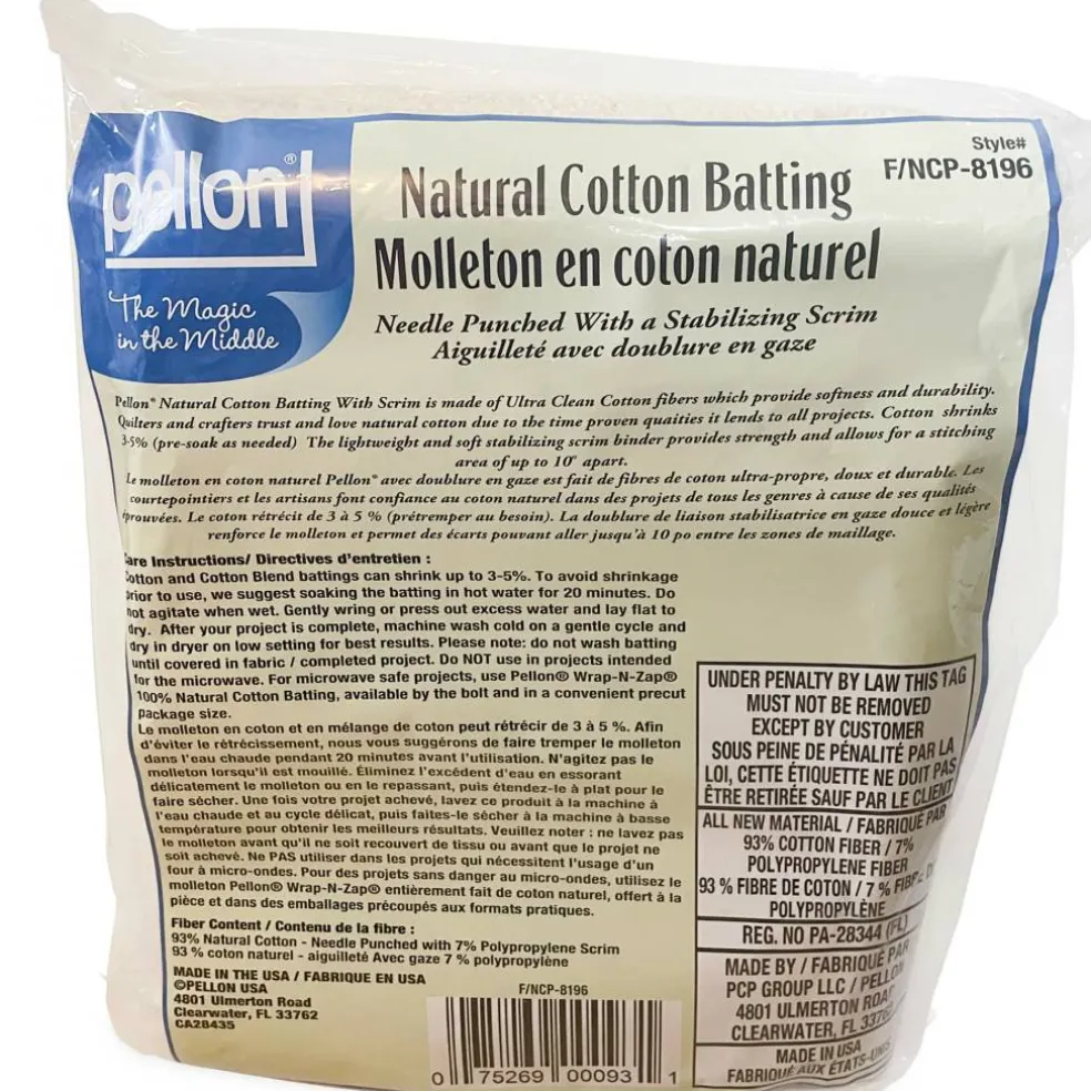 Pellon® 81" x 96" Full Size Natural Cotton Batting with Scrim