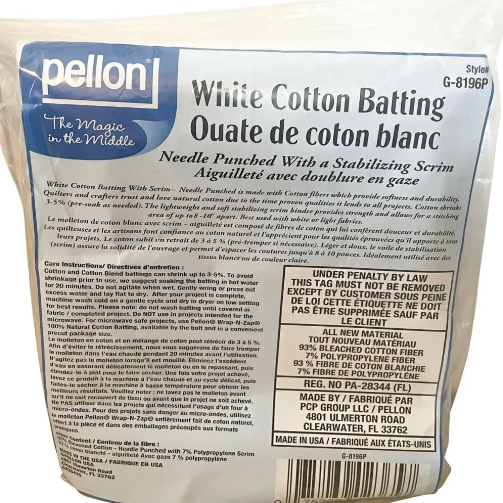 Pellon® 81" x 96" Full Size White Cotton Batting with Scrim