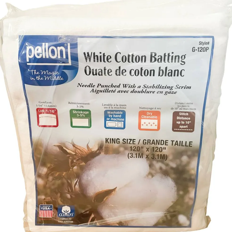 Pellon® 120" x 120" King Size White Cotton Batting with Scrim