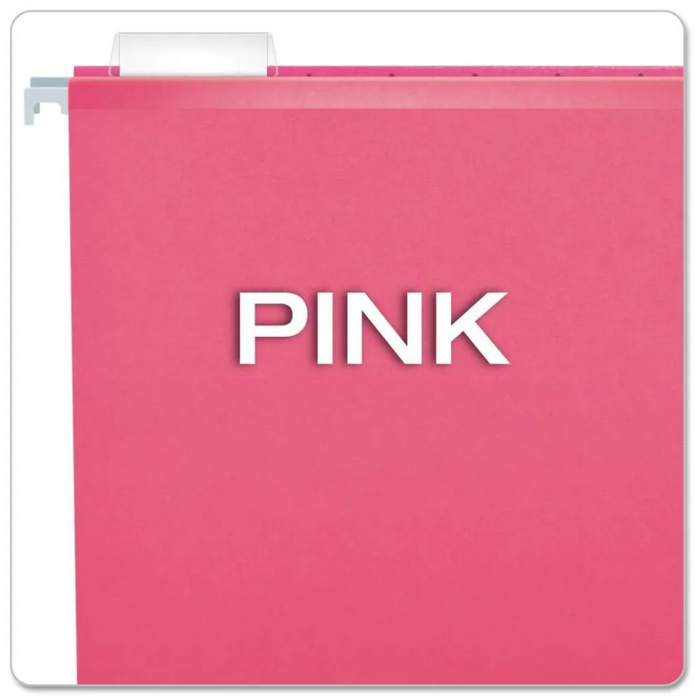 Pendaflex 1/5-Cut Tabs Colored Reinforced Hanging Letter Folders - Pink (25/Box)