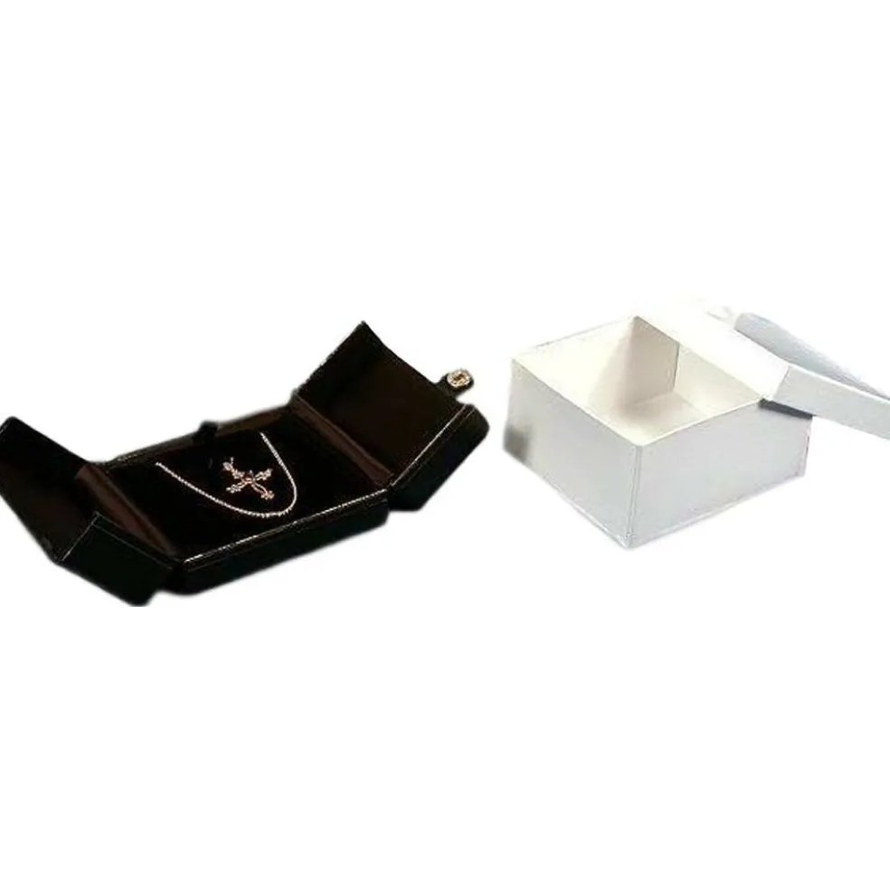 Pendant Snap Lid Gift Box Black Faux Leather 5 5/8" (Only 1 Box)