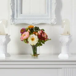 10" Peony Arrangement in Vase