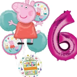Peppa Pig Birthday 7-Piece Foil Balloon Bouquet