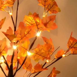 Perfect Holiday 24 LED FALL MAPLE LEAF TREE LIGHTS 2*PK, 20INCH HEIGHT, B/O WARM WHITE LIGHTS WITH MAPLE LEAF