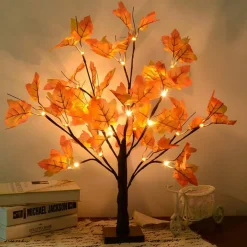 Perfect Holiday 24 LED FALL MAPLE LEAF TREE LIGHTS 2*PK, 20INCH HEIGHT, B/O WARM WHITE LIGHTS WITH MAPLE LEAF