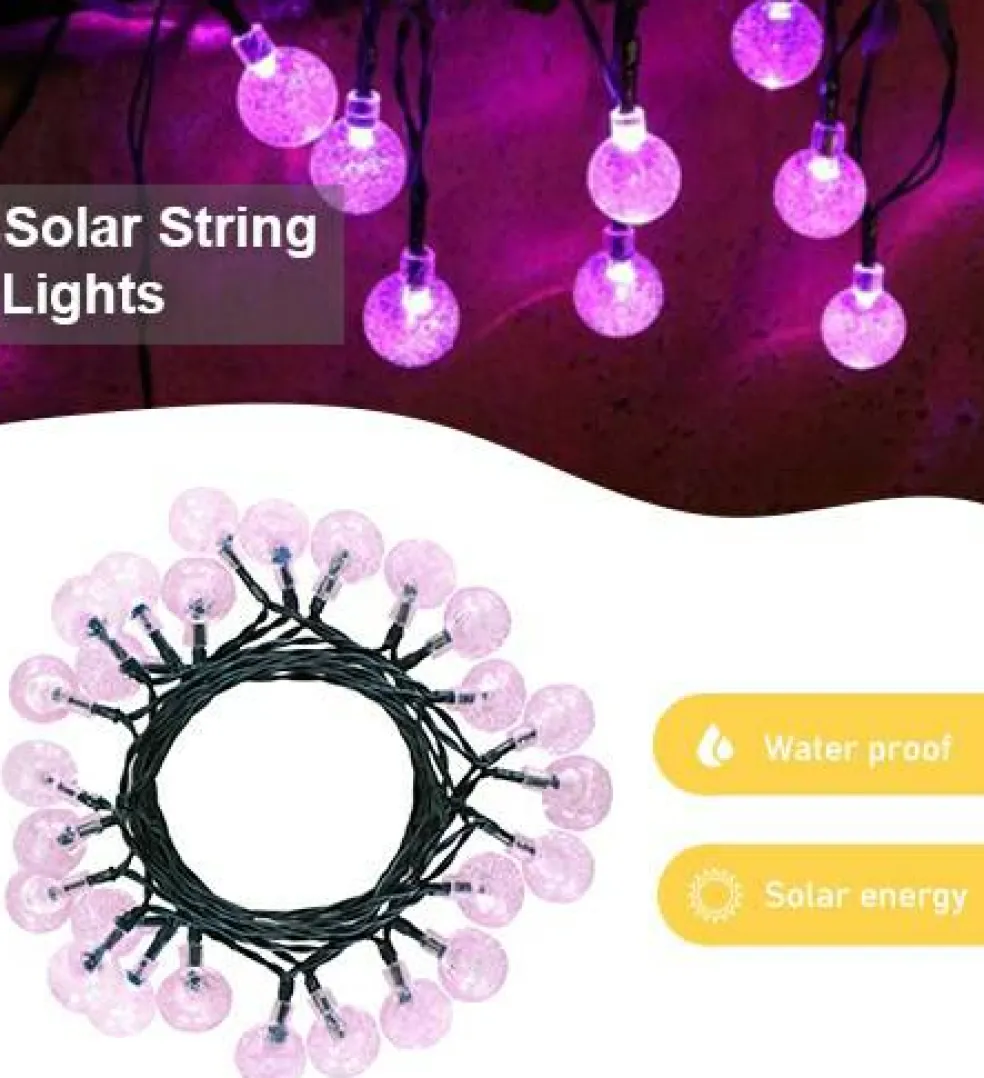 Perfect Holiday 30 LED Solar Bulb String Lights