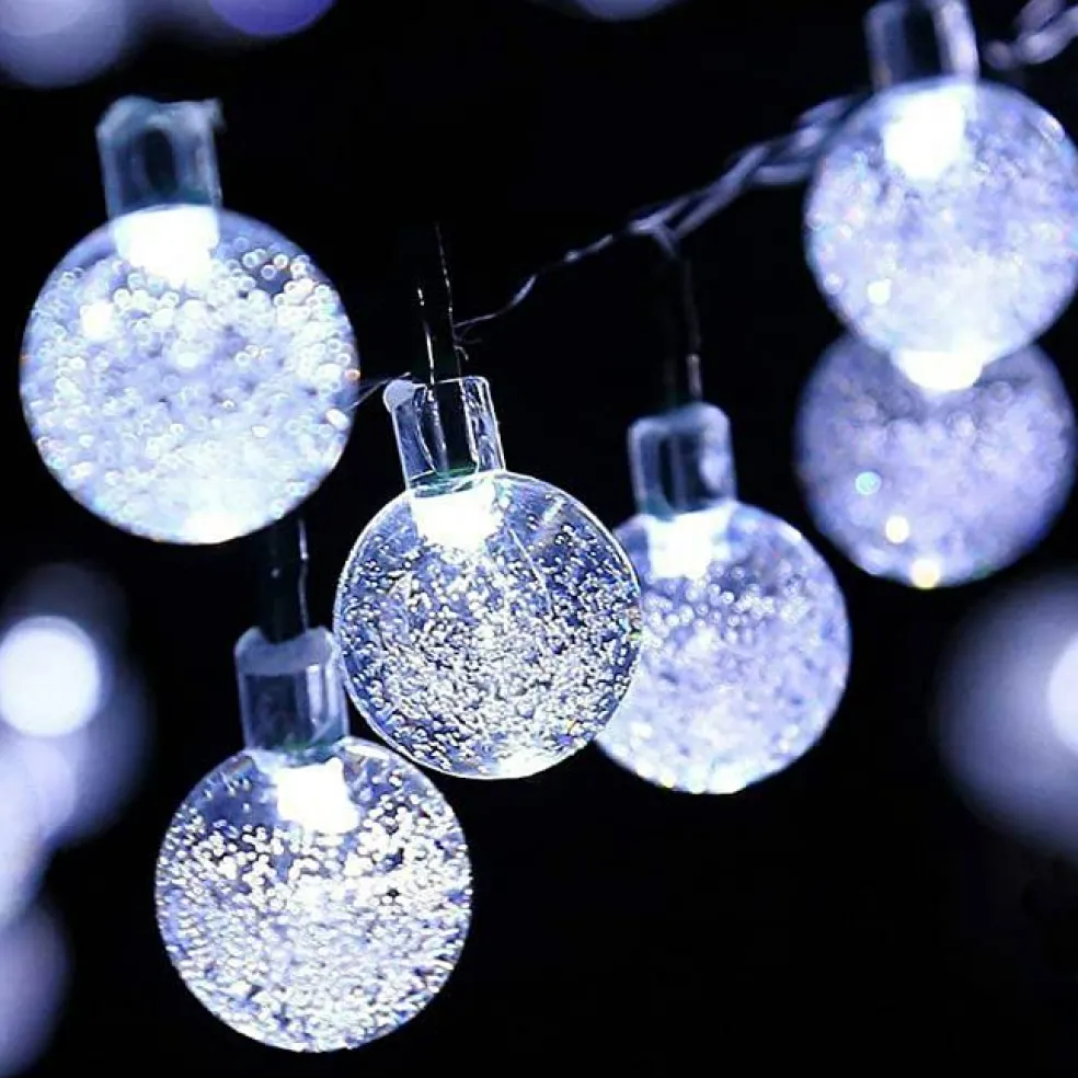 Perfect Holiday 30 LED Solar Bulb String Lights