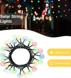 Perfect Holiday 60 LED Solar String Bulb Lights