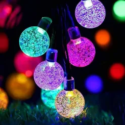 Perfect Holiday 60 LED Solar String Bulb Lights