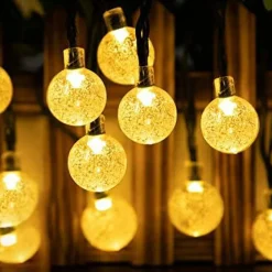 Perfect Holiday 60 LED Solar String Bulb Lights