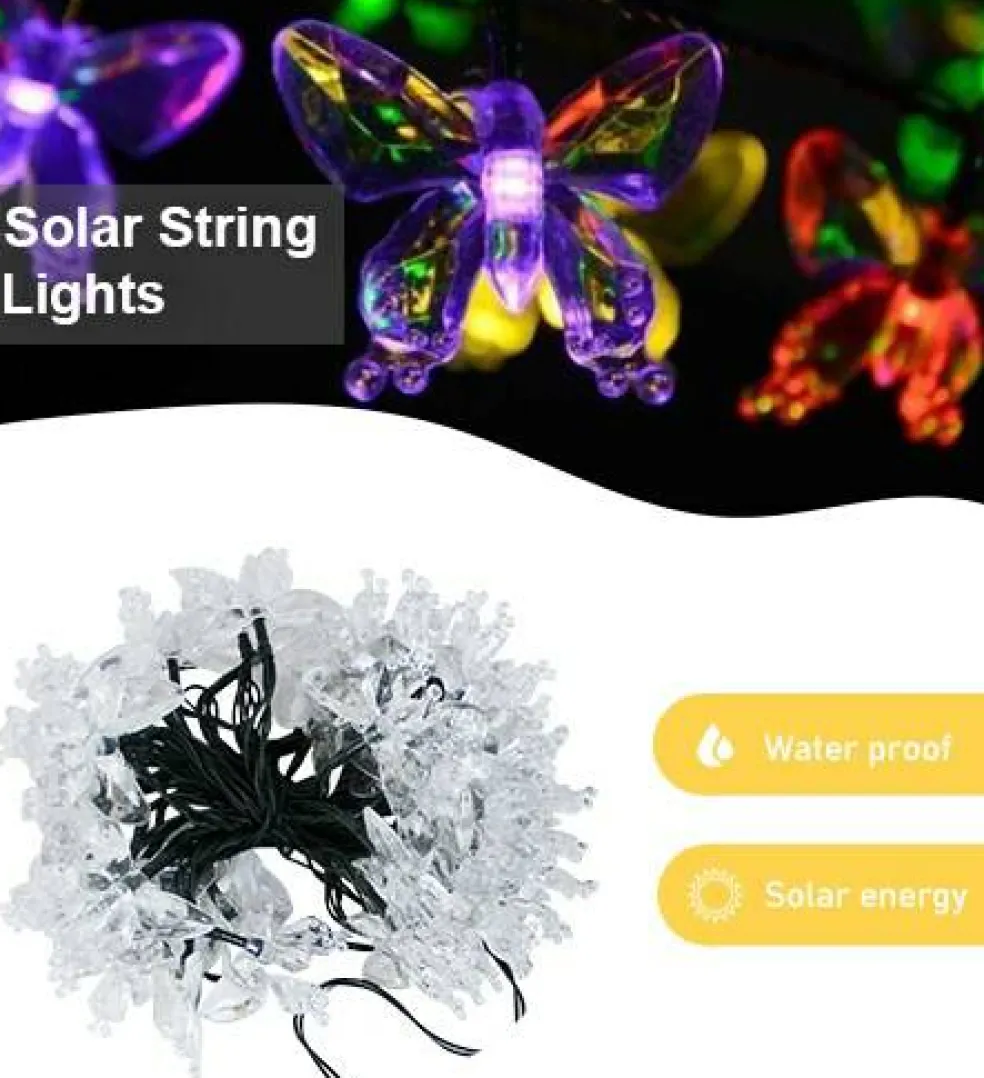 Perfect Holiday LED Solar String Lights - Butterfly Design