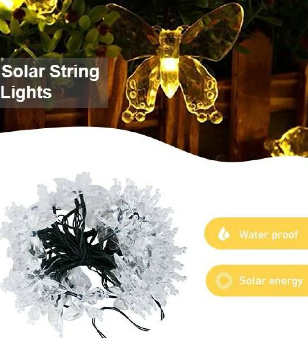 Perfect Holiday LED Solar String Lights - Butterfly Design