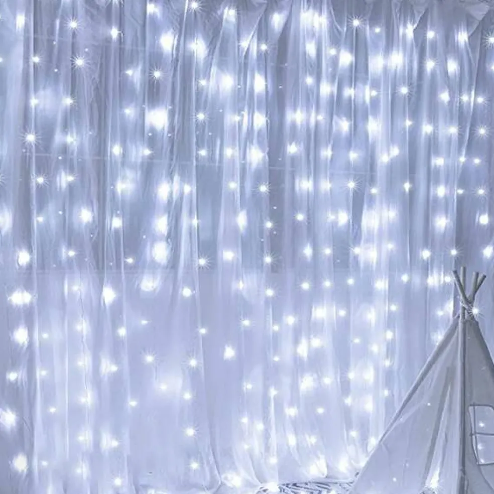 Perfect Holiday 300 LED USB Fairy Curtain Light With Remote - 8 Light Modes
