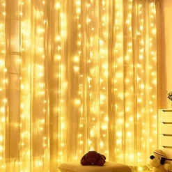 Perfect Holiday 300 LED USB Fairy Curtain Light With Remote - 8 Light Modes