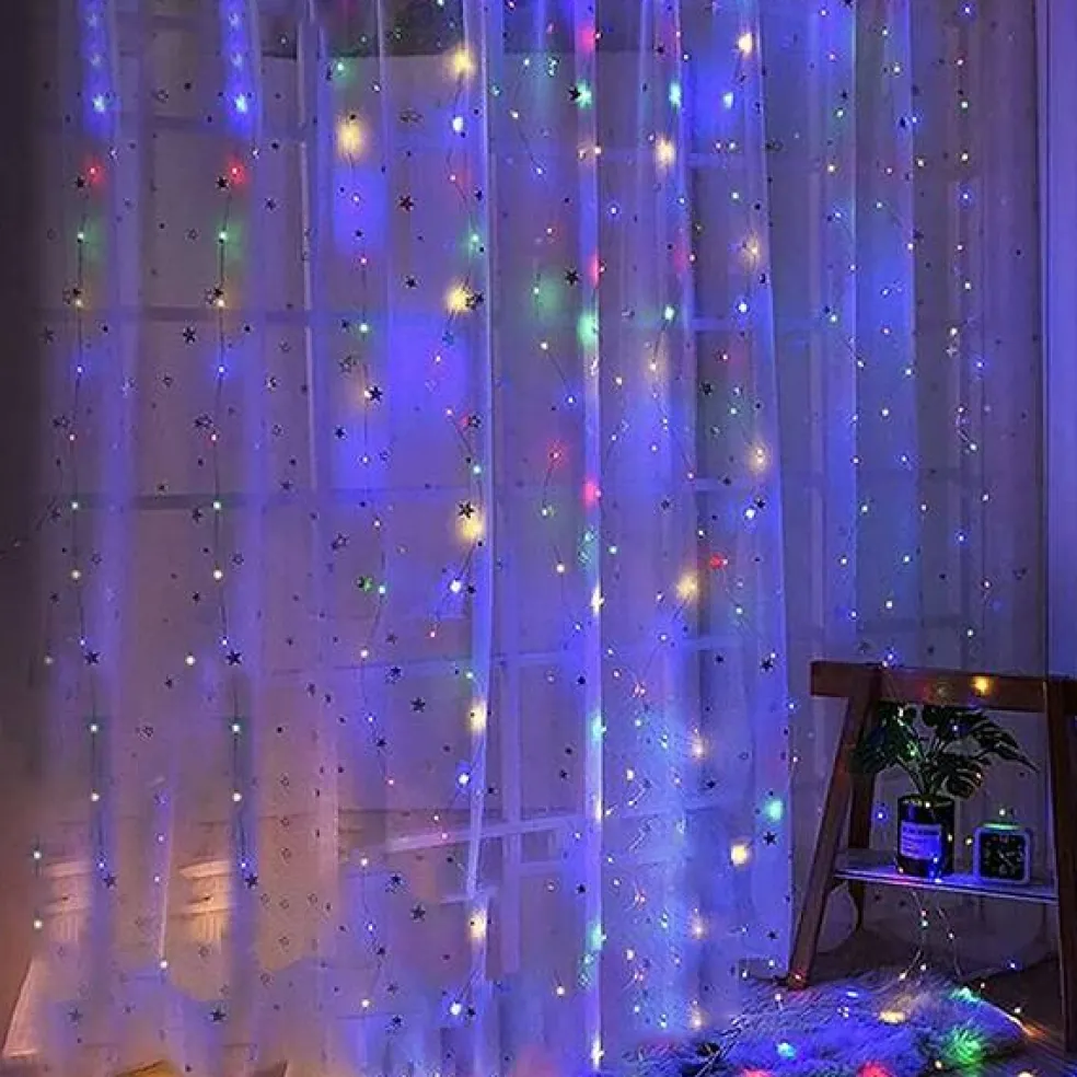 Perfect Holiday 300 LED USB Fairy Curtain Light With Remote - 8 Light Modes