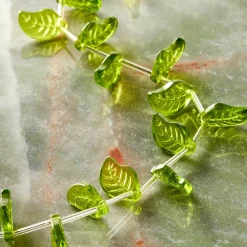 Peridot Green Glass Leaf Beads, 17mm by Bead Landing™