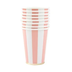 PETAL PINK CABANA STRIPE CUPS