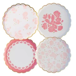 Petal Pink Elegant Floral Dessert Plates