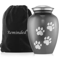 Pet Urn for Dog & Cat Ashes - Cremation Memorial Medium Gray Urn to 70 lbs