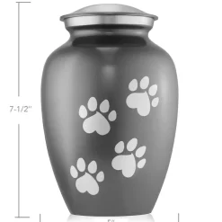Pet Urn for Dog & Cat Ashes - Cremation Memorial Medium Gray Urn to 70 lbs