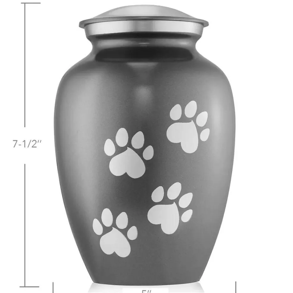 Pet Urn for Dog & Cat Ashes - Cremation Memorial Medium Gray Urn to 70 lbs