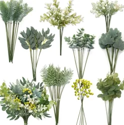 78-Piece Artificial Greenery Stems Set – Lifelike Faux Leaves for DIY Wedding Bouquets, Table Centerpieces, and Floral Arrangements