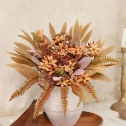 70 Piece Artificial Greenery Stem Set Fall Decor Faux Eucalyptus Branches Fern Leaves Berry Flowers Autumn DIY Wedding Bouquet Table Centerpiece Arrangement Brown Orange