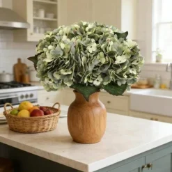 6-Piece Artificial Silk Hydrangea Flowers with Stems for Wedding & Home Décor