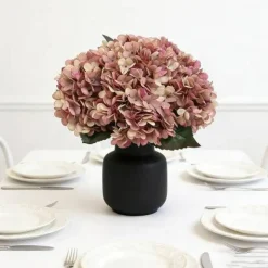 6-Piece Artificial Silk Hydrangea Flowers with Stems for Wedding & Home Décor