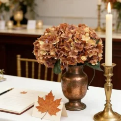 6-Piece Artificial Silk Hydrangea Flowers with Stems for Wedding & Home Décor