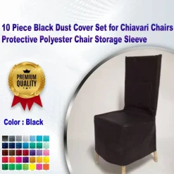 10 Piece Black Dust Cover Set for Chiavari Chairs Protective Polyester Chair Storage Sleeve