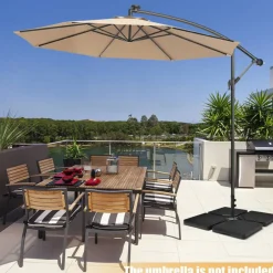 4 Piece Black HDPE Cantilever Umbrella Base with Stackable Plate Design