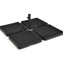 4 Piece Black HDPE Cantilever Umbrella Base with Stackable Plate Design