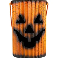 3 Piece Black & Orange Metal Pumpkin Lantern Halloween Decoration Set