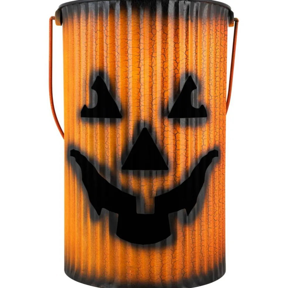 3 Piece Black & Orange Metal Pumpkin Lantern Halloween Decoration Set