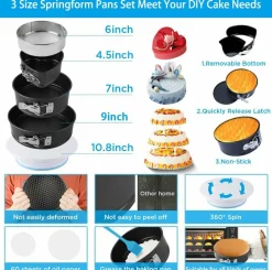 635-Piece Cake Decorating Kit – 3 Springform Pans, Turntable, Icing Nozzles, Piping Bags & Baking Tools
