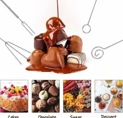 7-Piece Chocolate Dipping Tool Set – Professional Stainless Steel Candy Making Kit – Includes 1 Slotted Decorating Spoon & 6 Fondue Forks – Precision Culinary Dipping Tools for Truffles, Fruits & Pralines