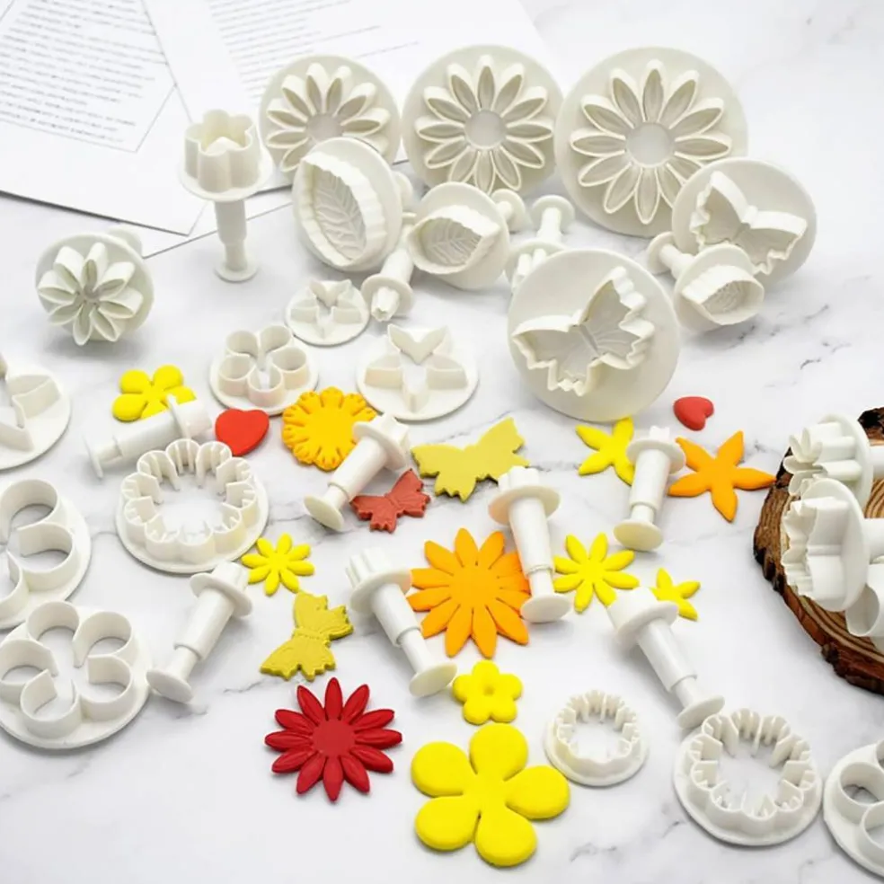 36 Piece Cookie Cutter Set Flower Daisy Butterfly Heart and Leaf Shapes for Cake Decorating
