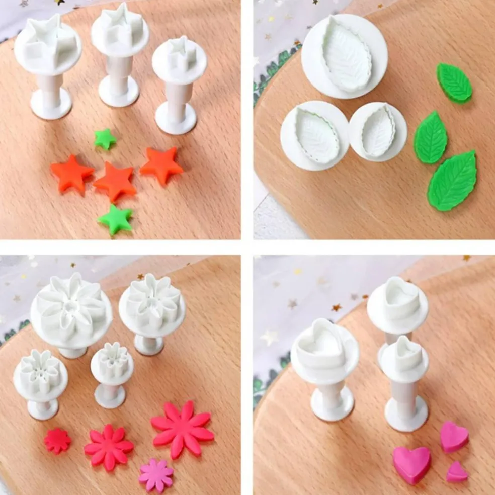 36 Piece Cookie Cutter Set Flower Daisy Butterfly Heart and Leaf Shapes for Cake Decorating